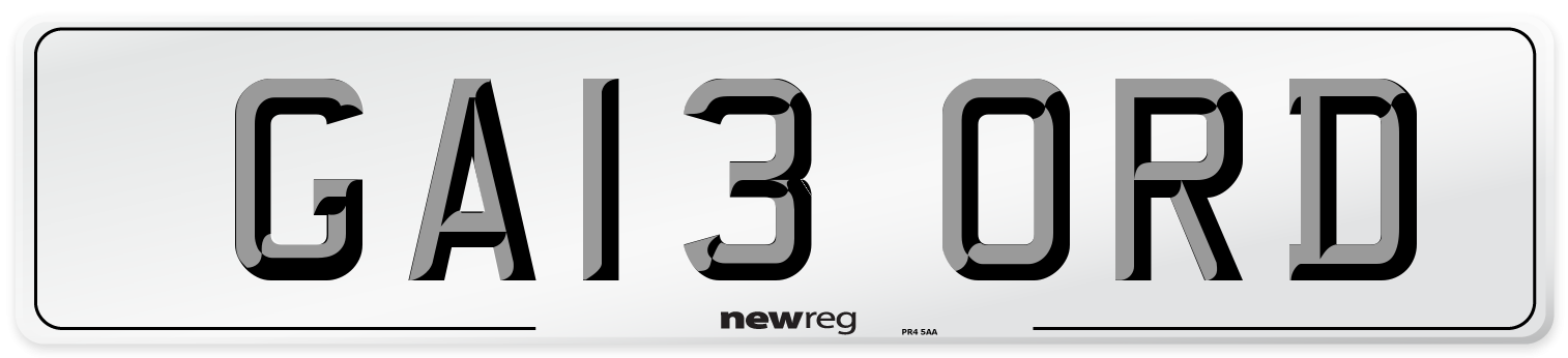 GA13 ORD Number Plate from New Reg